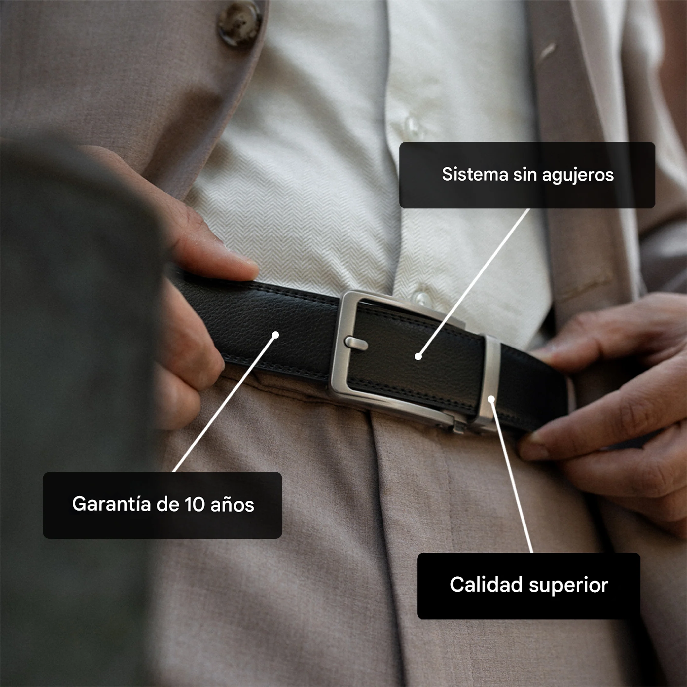 Cinturón de Cuero con Hebilla Automática Monarca Belt®