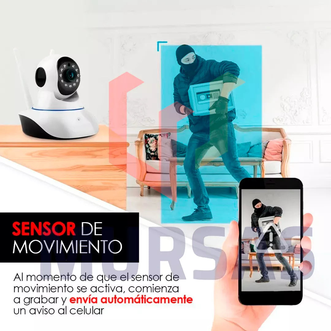 Camara Robotica Giratoria 360° De Seguridad Wifi Full Hd 1080p