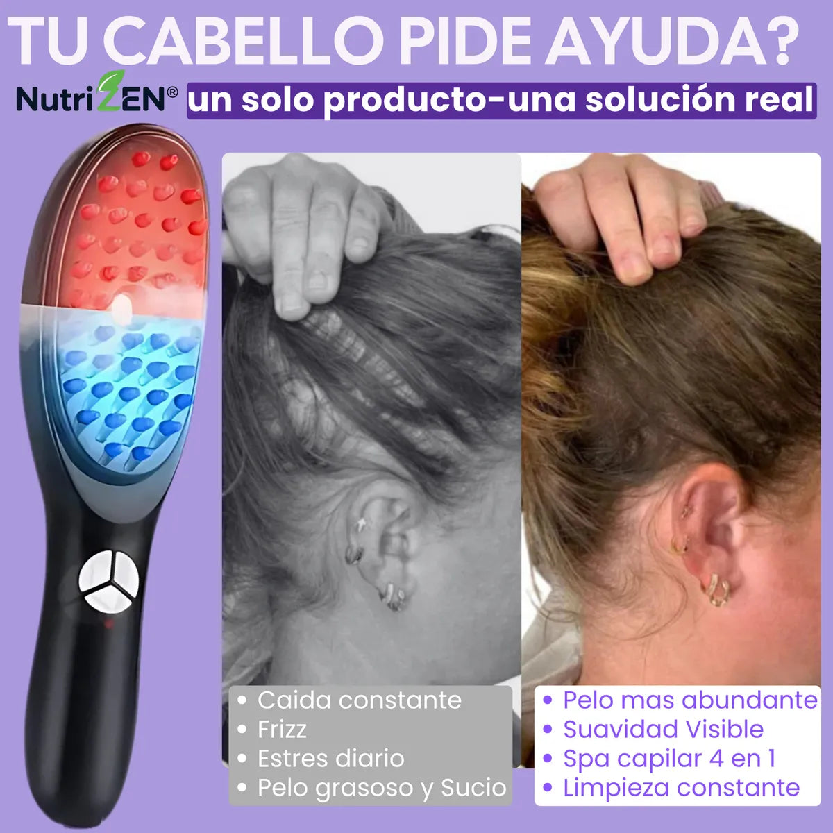 Cepillo Capilar Anticaída Led - Masaje de Vibración y Vapor