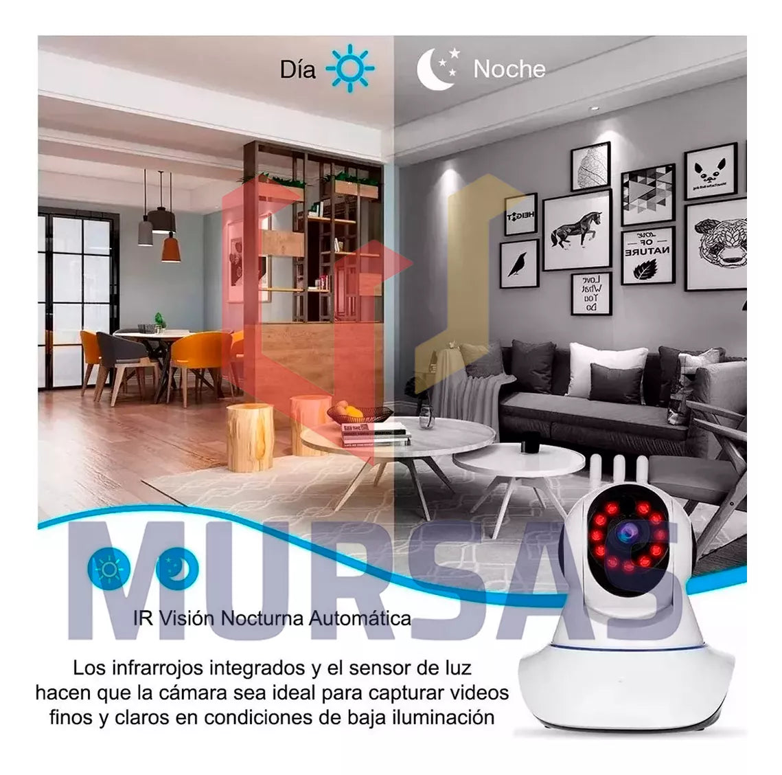 Camara Robotica Giratoria 360° De Seguridad Wifi Full Hd 1080p