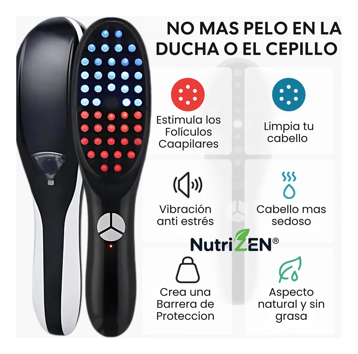 Cepillo Capilar Anticaída Led - Masaje de Vibración y Vapor