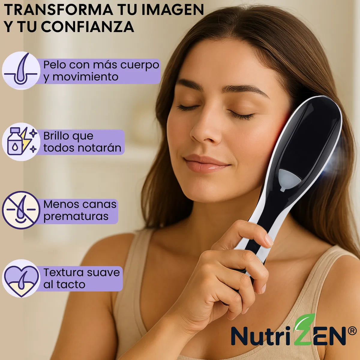Cepillo Capilar Anticaída Led - Masaje de Vibración y Vapor