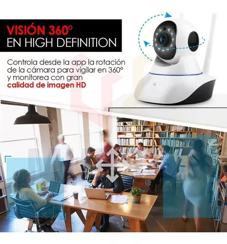 Camara Robotica Giratoria 360° De Seguridad Wifi Full Hd 1080p
