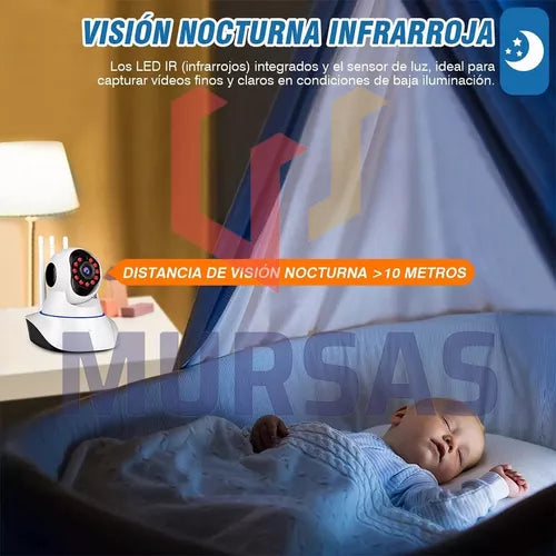 Camara Robotica Giratoria 360° De Seguridad Wifi Full Hd 1080p