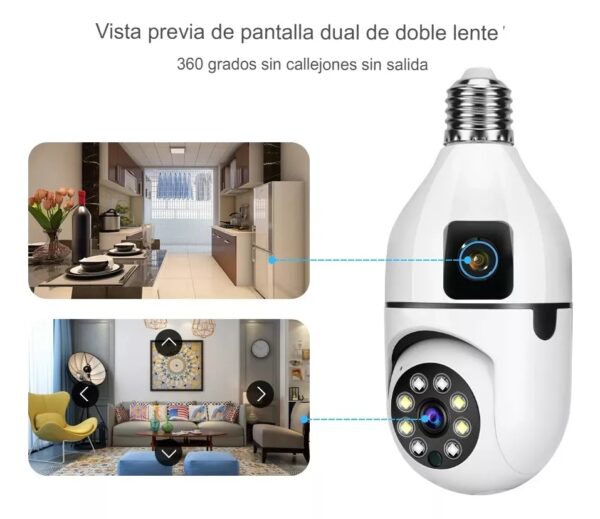 Camara De Seguridad Tipo Bombillo Doble Lente