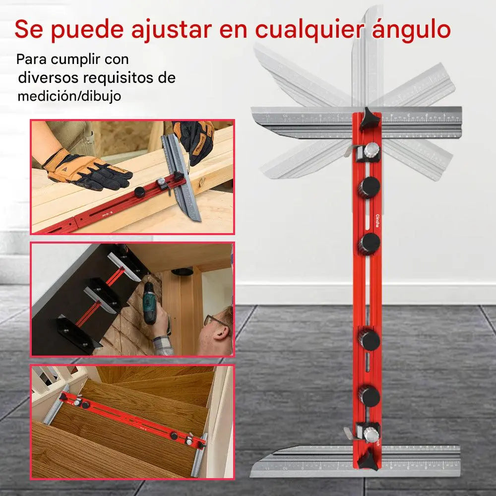 Escuadra Profesional con Transportador Multi Ángulos Para Escaleras.