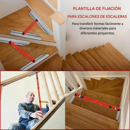 Escuadra Profesional con Transportador Multi Ángulos Para Escaleras.