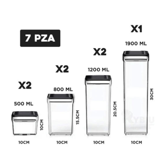 Frascos Hermeticos Para Alimentos 7 Piezas