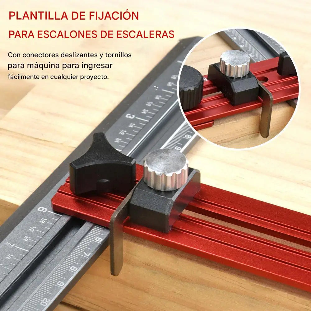 Escuadra Profesional con Transportador Multi Ángulos Para Escaleras.
