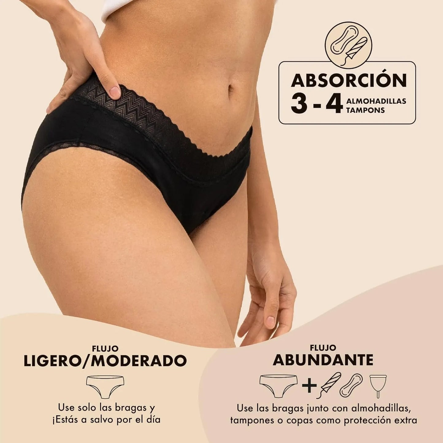 Bragas a prueba de fugas de cintura alta