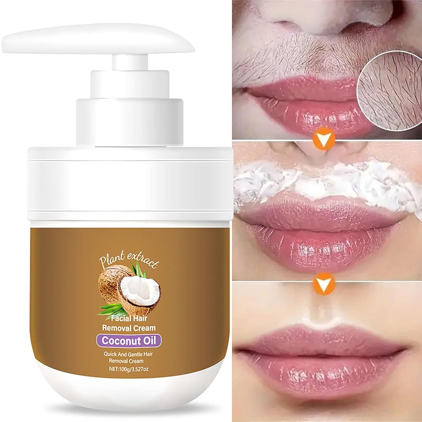 CocoSoft™ 🌴crema depilatoria – Elimina el bozo y vello facial en 8 minutos sin irritar tu piel