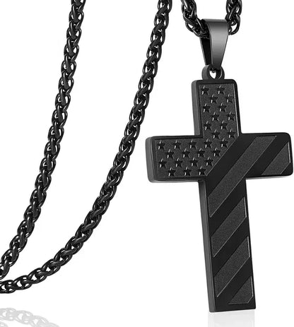 Collar de Cruz "Corazón Valiente": Grabado en Acero Inoxidable