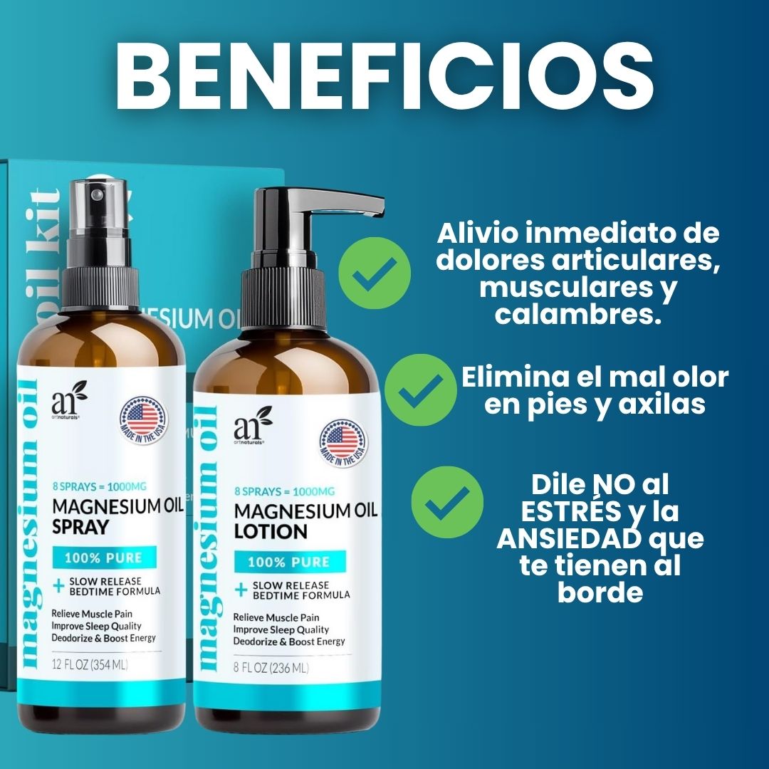 Combo spray y magnesio Doble Impacto – Alivio inmediato + eliminacion de olores 2x1