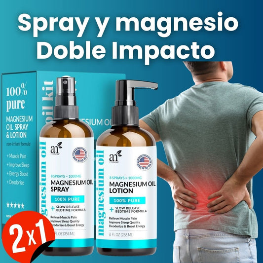 Combo spray y magnesio Doble Impacto – Alivio inmediato + eliminacion de olores 2x1