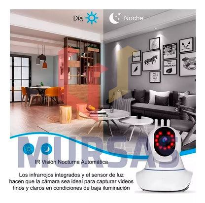 Camara Robotica Giratoria 360° De Seguridad Wifi Full Hd 1080p