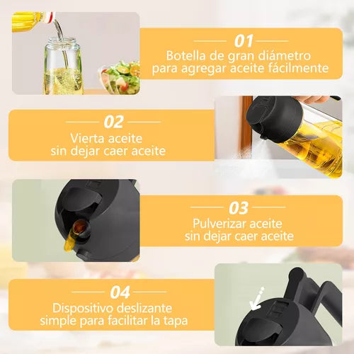 Oilpress® Spray Dosificador deAceite para Cocina 600mL (En Cristal)