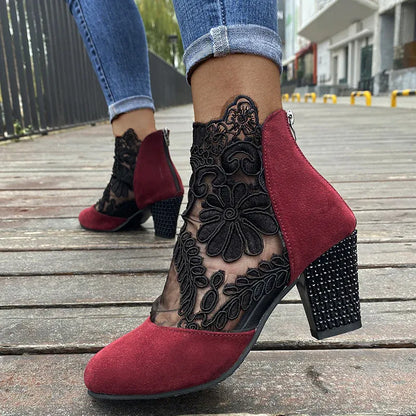 Zapatos de tacón alto con encaje elegantes para mujer