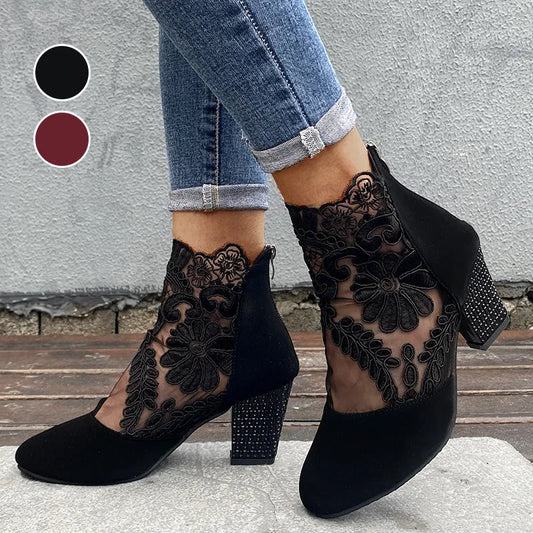 Zapatos de tacón alto con encaje elegantes para mujer