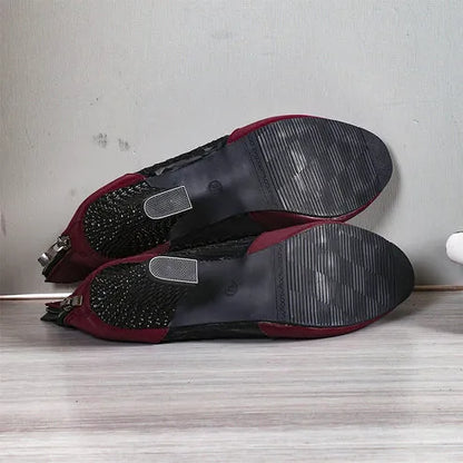 Zapatos de tacón alto con encaje elegantes para mujer